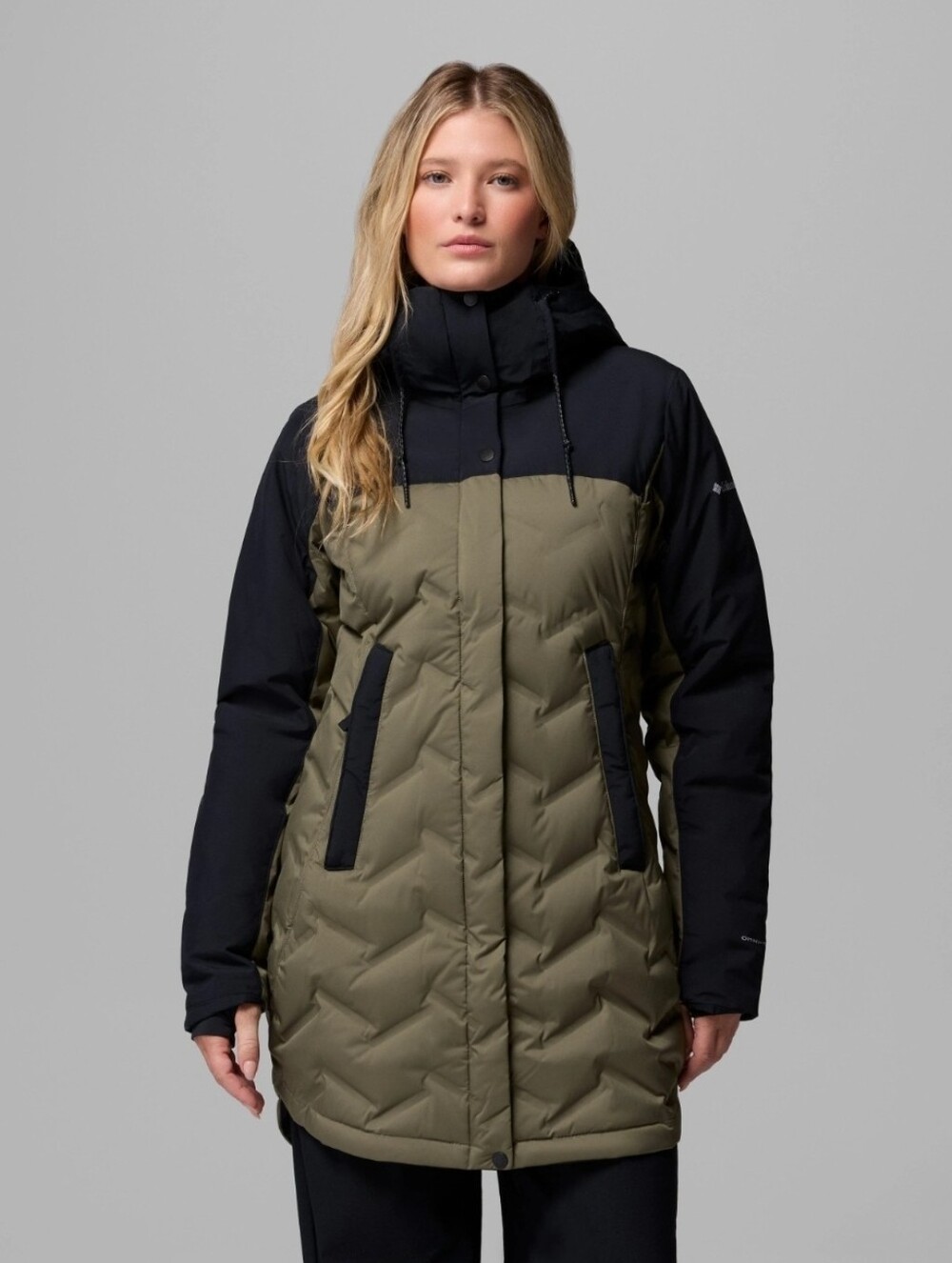 Columbia Two-Tone Olive & Black Insulated Hooded Jacket Women XL